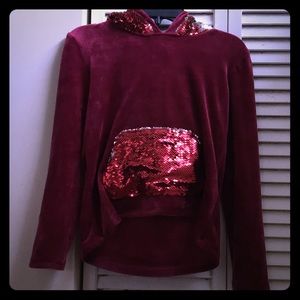 Kids girl Velvet, sequin pattered, no zip hoodie